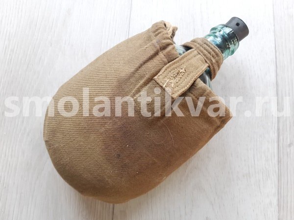 Стеклянная фляга РККА в оригинальном чехле. 1943 г